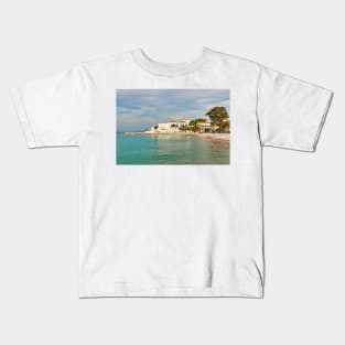 Traditional houses in the town of Spetses island, Greece Kids T-Shirt